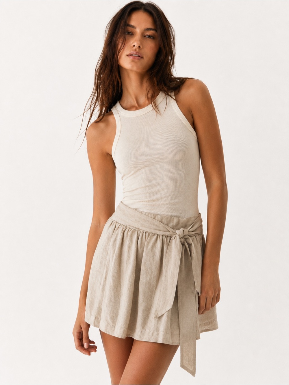 Massimo Dutti Short Linen Blend Skirt